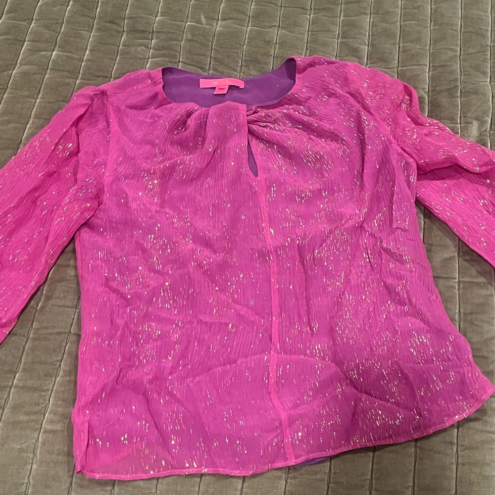 LILLY PULITZER SIZE SMALL PINK GOLD BLOUSE TOP